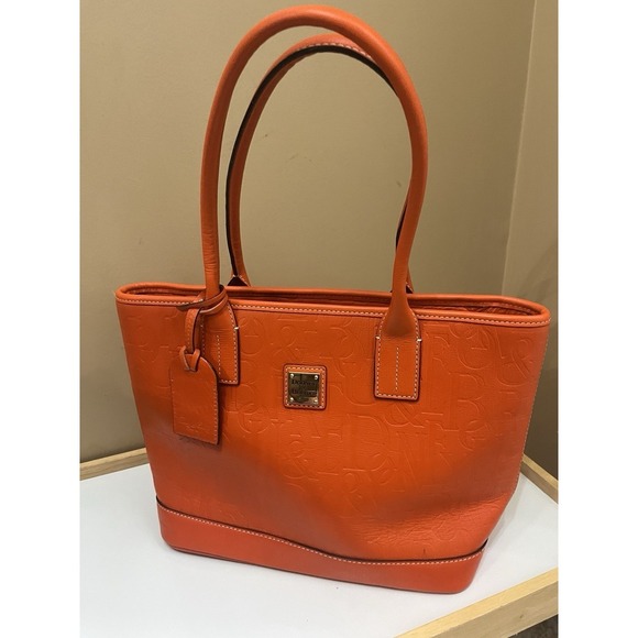 Dooney Bourke Russel Orange Embossed Logo Retro GRAFICA Graffiti Large - Picture 1 of 16